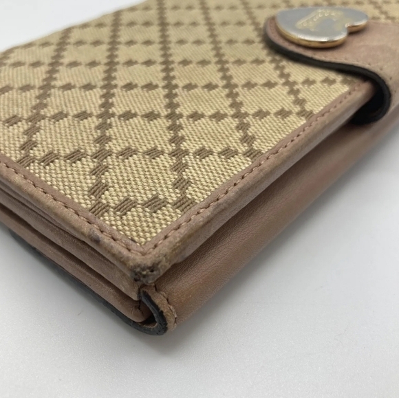 🔹️ GUCCI 🔹️ long leather wallet purse Italy Brown Canvas heart ✨️🤎 - Picture 9 of 13
